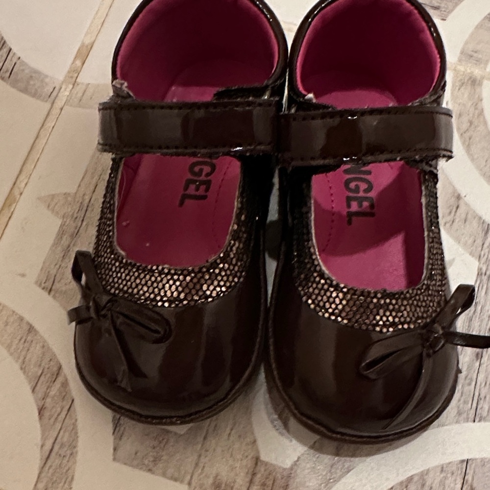 Angel Kids Dark Brown Mary Jane Shoes